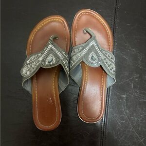 Elegant Silver and Brown Women's Sandals